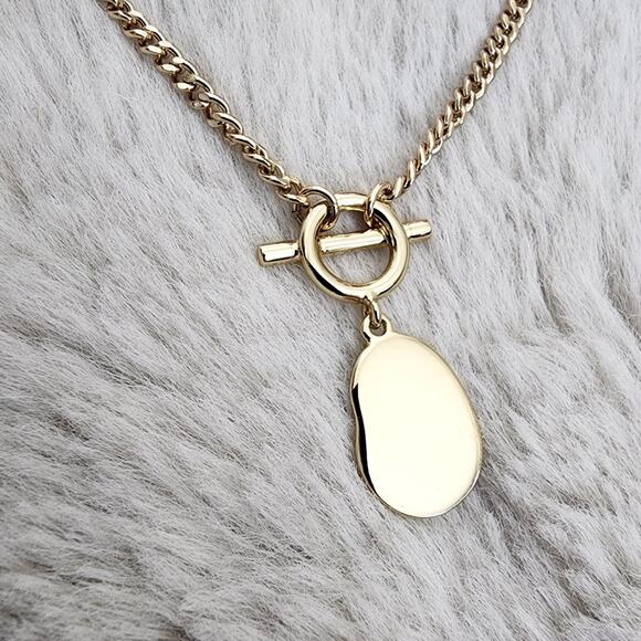 NEW J. Crew Hammered Gold T-Bar Pendant Necklace Double Strand - Picture 8 of 8